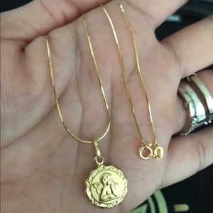 18” 18karat Real Gold Mini Medallion necklace